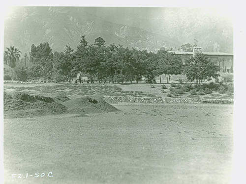 View of rock wall and walkway construction at Charles S. Farnsworth Park