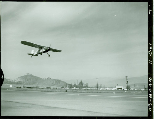 View of airplane at Brackett Field Airport near Frank G. Bonelli Regional Park