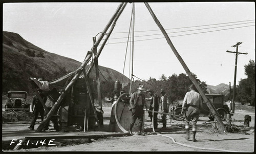 View of well digging operation at Val Verde Park