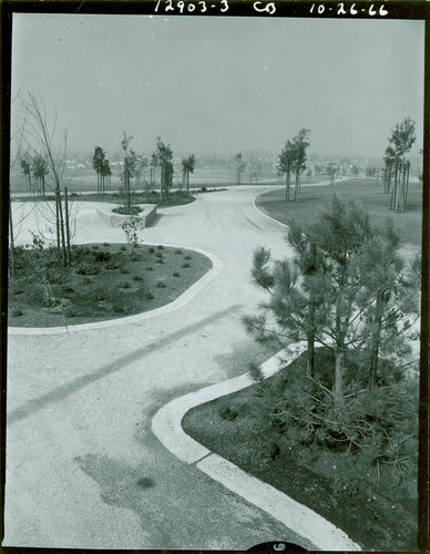 View of landscaping installation at La Mirada Park