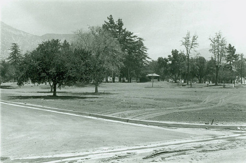 View of construction of Veterans Memorial Park