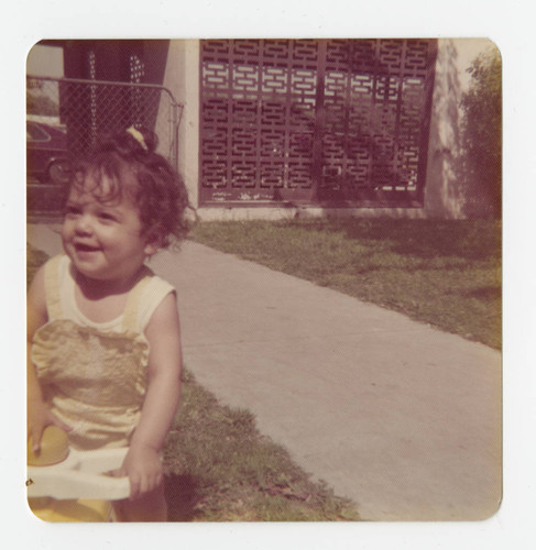 Christina Rivas-Solis in front of an apartment, Whittier, California