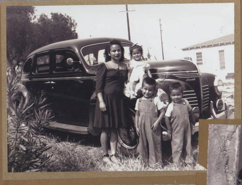 Cabral family in front of their house, Whittier, California