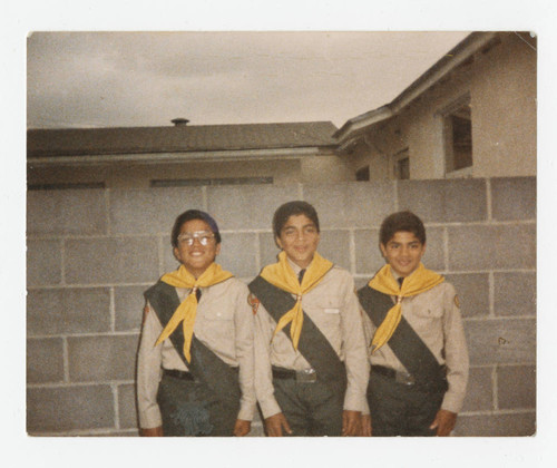 Three boy scouts, Los Nietos, California