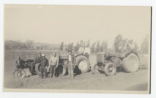 Farmers on tractors, Santa Fe Springs, California