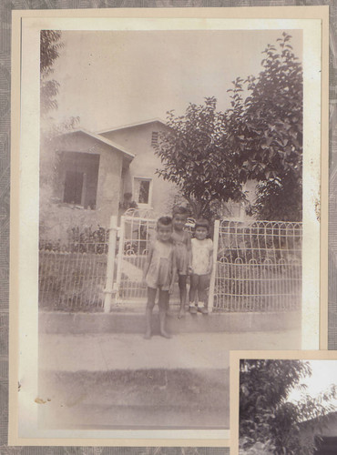 Cabral children in front of their house, Whittier, California