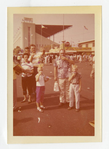 Sidney Poteet with his children at Los Angeles County Fair, Pomona, California