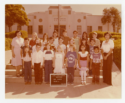 Third grade class photo of Loma Vista School, Whittier, California