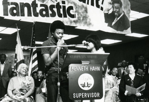 Todd Bridges and Kim Fields at Podium during African American Living Legends Program