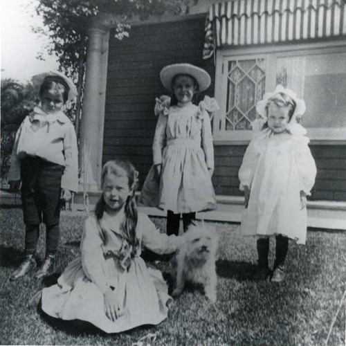 Four Children and Dog