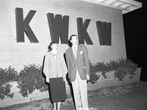 Bill Garr and friend outside radio station KWKW