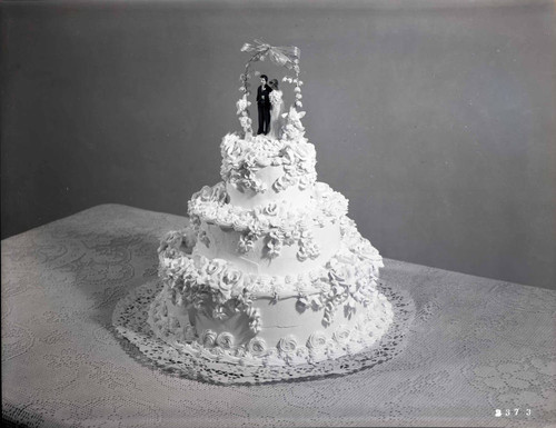 Three-tiered wedding cake