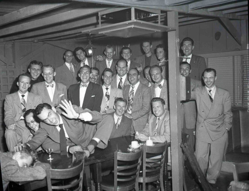 Group of men from the joint Junior Chamber of Commerce and Kiwanis Club luncheon