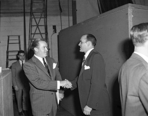 Bob Hope greets fan