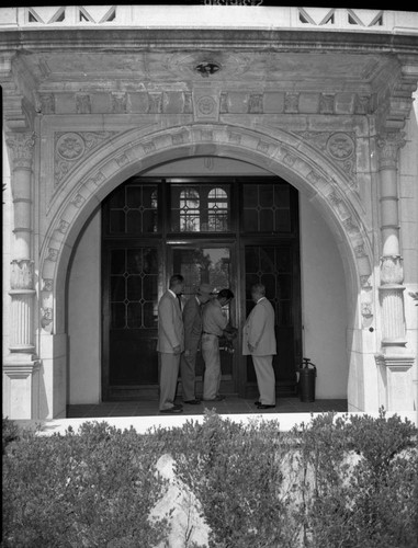 Entering the building