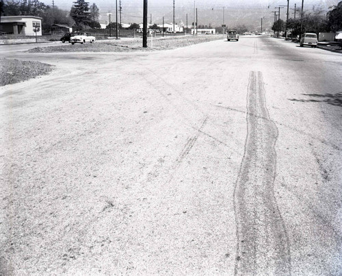 Skid marks on street