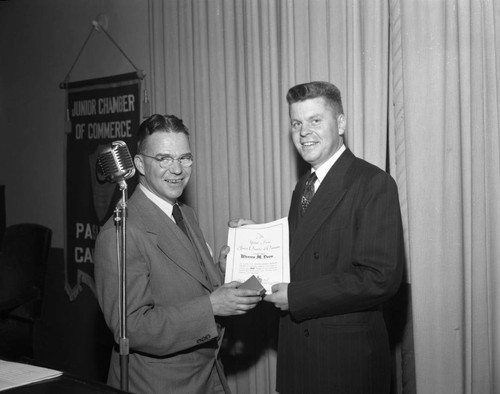 Warren M. Dorn receiving award