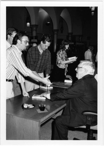 Ray Bradbury signs books Library Associates lecture