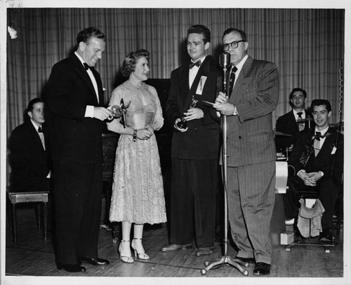 George Burns and Gracie Allen Receive an Award at Woodbury College Annual Huckster's Ball