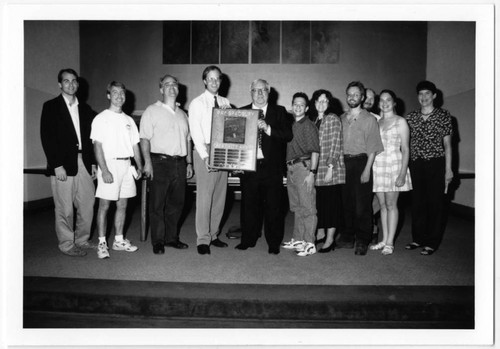 Ray Bradbury Presents His Creativity Award to the JPL-Mars Pathfinder Team at a Woodbury University Library Associates Lecture
