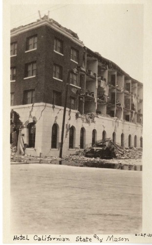 Santa Barbara 1925 Earthquake damage - Hotel Californian