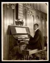 Elmer Bartlett playing the pipe organ at the First African Methodist Episcopal Church, Los Angeles, 1920s