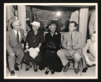 Burton W. Chase, Faustina Johnson, Dr. Vada Somerville, Kenneth Hahn, and Charles Antis at Will Rogers Park, Watts (Los Angeles), 1955