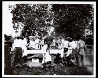 Picnic with barbeque at Vista, circa 1916