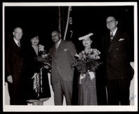 Vivian Osborne Marsh at the launching of the S. S. Ocean Telegraph, Oakland, 1945