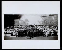 Elmer Bartlett with combined church choirs at the Hollywood Bowl choir contest, Los Angeles, 1926