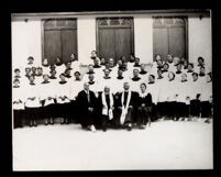 Choir in front of the First African Methodist Episcopal Church, Los Angeles, 1940-1960