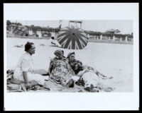 Bessie Bruington Burke and the Cunningham family members at Santa Monica’s Bay Street Beach, 1920s