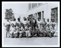 Boys' school portrait with their teacher at the 49th Street School, Los Angeles, 1940-1960