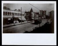 Streetcar on a commercial street, Los Angeles, undated