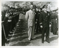 Dr. John A. Somerville at the Los Angeles inspection of the Los Angeles-based auxiliary police, Los Angeles, 1954