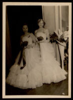 Two young women at a formal event, friends of the Matthews family, 1930-1960