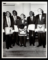 Paul Howard, Bernard Gray, Monroe Parker, Richard Hunt and Frank White, past masters of the masons, Los Angeles, 1967