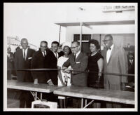 Ribbon cutting ceremony for English Square office building, Los Angeles, 1964