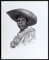 Drawing of Estevanico, a 16th century African explorer, by Sam Patrick, circa 1969