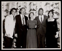 Tony Curtis, Sidney Poitier, Juanita Ellsworth Miller and two others, circa 1958