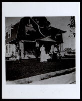 Manila and Gladys Owens as children in front of the Albany St. house, circa 1900