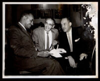 Tom Bradley (probably), Loren Miller and one other man at the Democratic Convention, Los Angeles, 1960