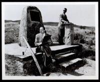 Artists Charles Alston and Hale Woodruff at Beckwourth Pass during the Golden State Mutual mural research tour, Chilcoot (California), 1948