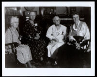 Four Los Angeles City librarians, including Mary Foy and Althea Warren, in a library, Los Angeles, 1938-1958