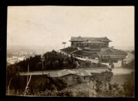 Large arts and crafts style house on a hill, Los Angeles (?), 1890s-1930s