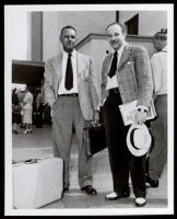 Artists Hale Woodruff and Charles Alston at Union Station during the Golden State Mutual mural research tour, Los Angeles, 1948