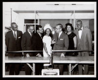 Ribbon cutting ceremony for English Square office building, Los Angeles, 1964