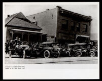 Colored Los Angeles greets Dr. W. E. B. Du Bois in their motor cars, 1913