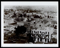 Panorama of buildings including the Cathedral of St. Vibiana, Los Angeles, circa 1900 (?)