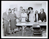 Betty Hill is honored for her contributions to Los Angeles County, Los Angeles, 1955